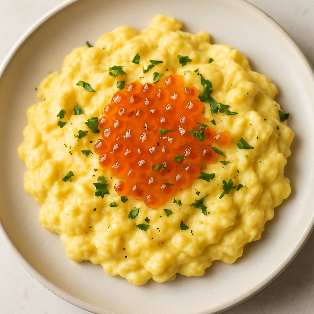 Huevos Revueltos con Huevas de Salmón