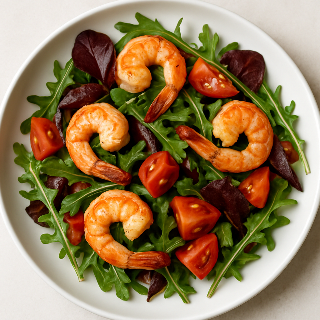 Ensalada de Rúcula con Camarones y Tomates