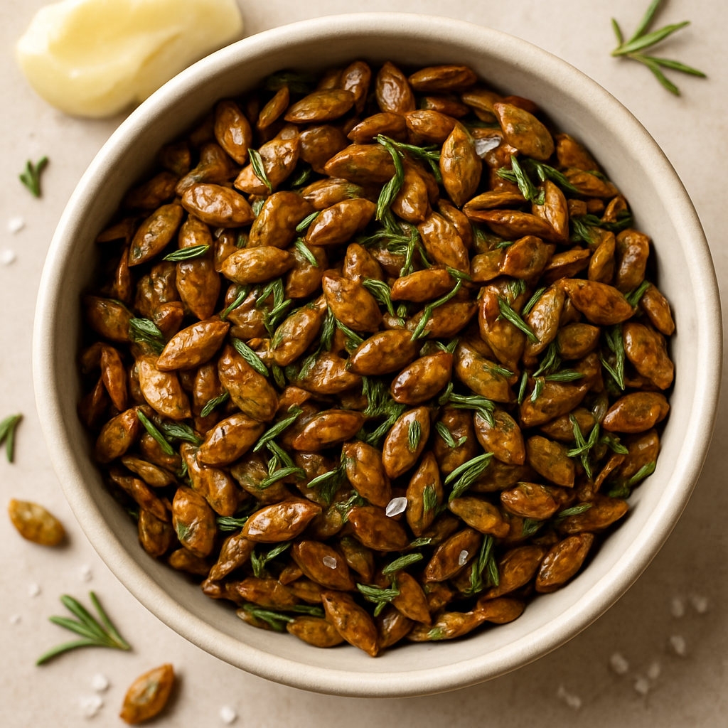 Duck Fat and Rosemary Roasted Pumpkin Seeds