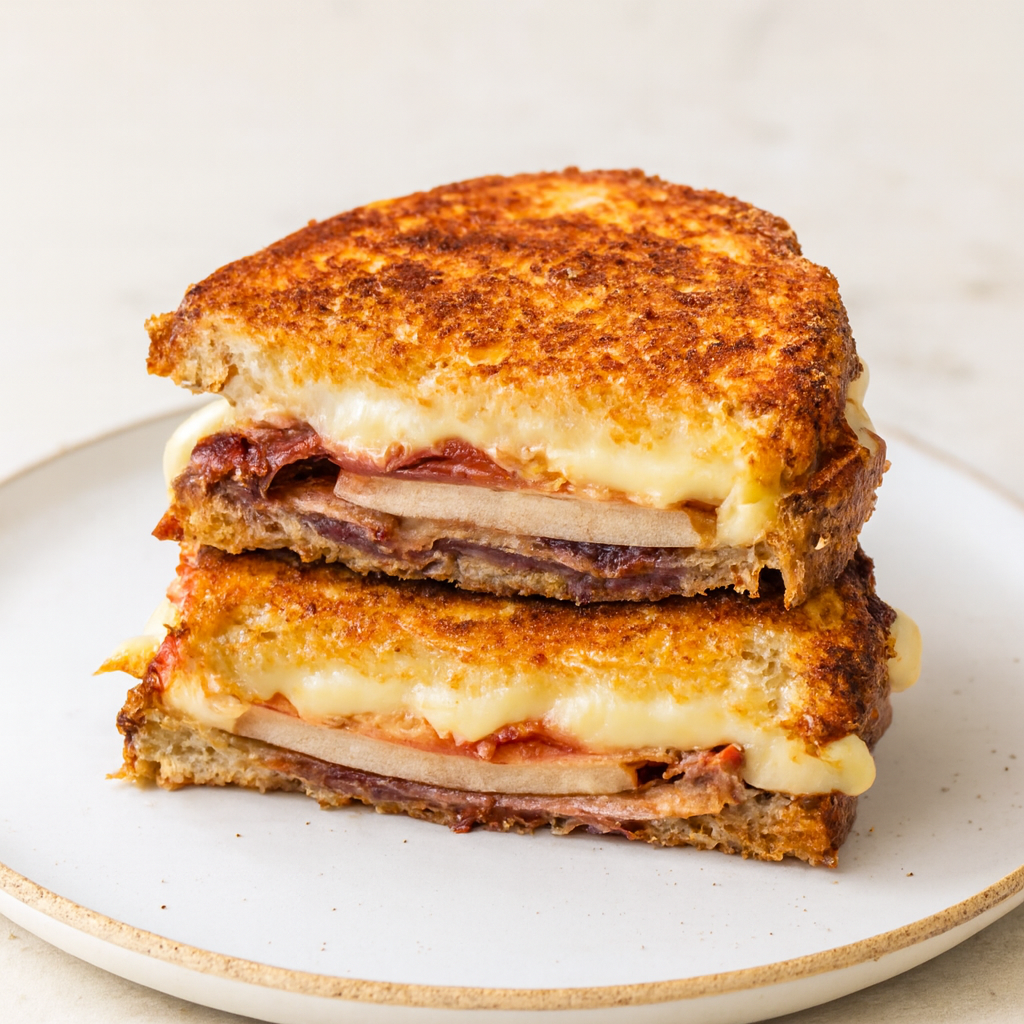 Bacon, Pear, and Raspberry Grilled Cheese