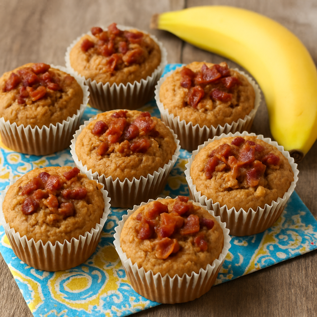 Peanut Butter, Banana and Bacon Muffins