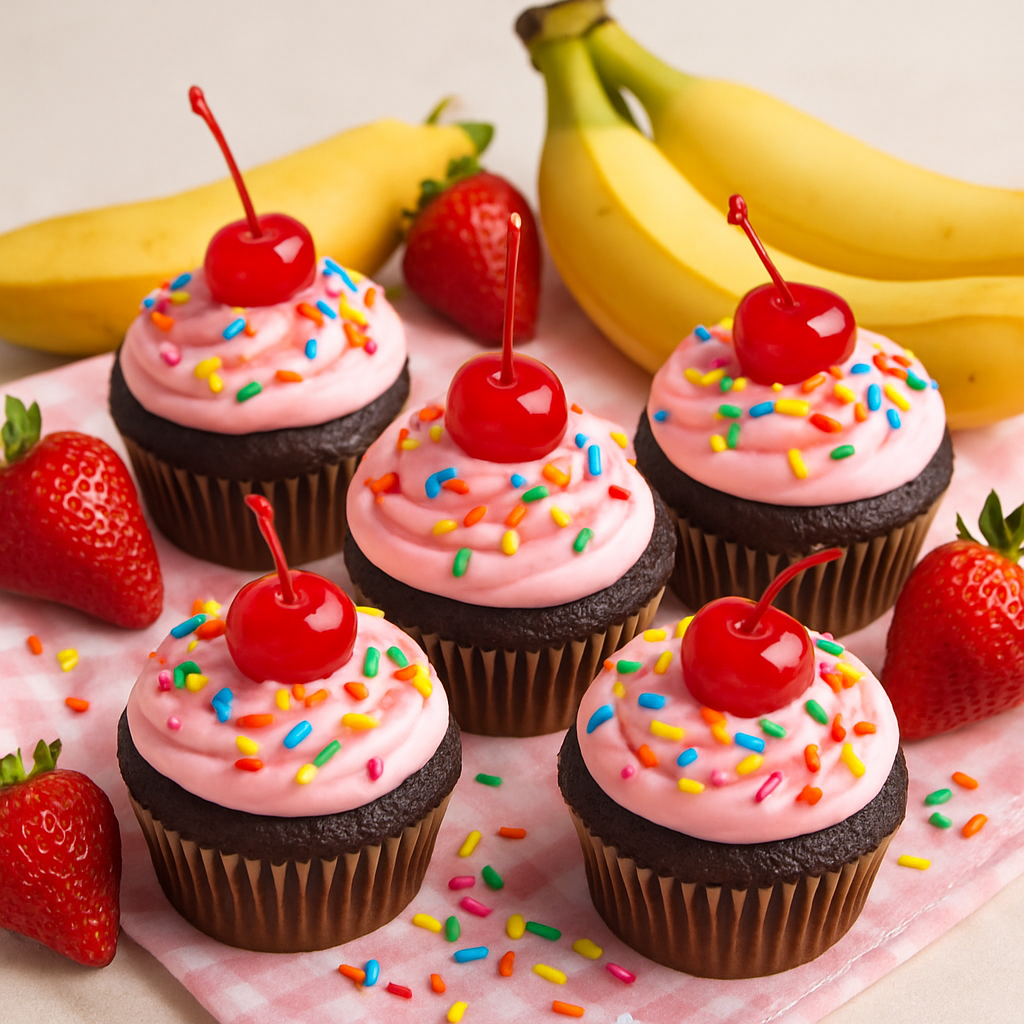 Cupcakes de Banana Split