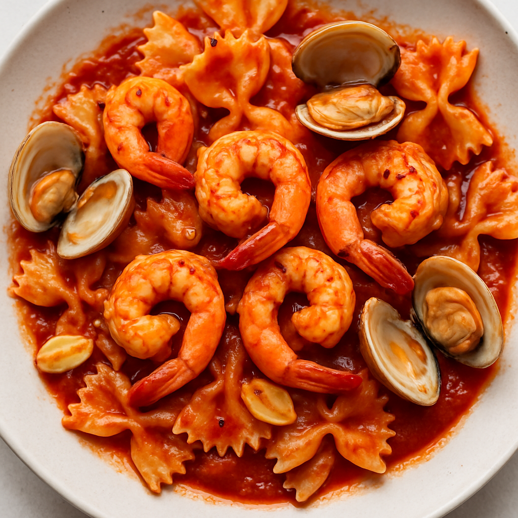 Spicy Shrimp, Clam, and Garlic Roma Pasta