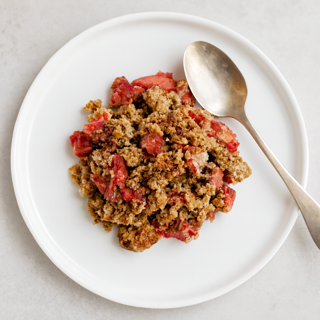 Crujiente Paleo de Fresa y Ruibarbo