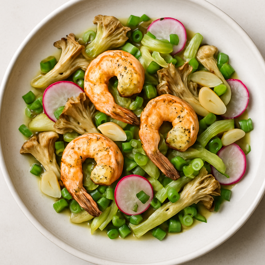 Farmers Market Spring Veggie Medley with Wild Shrimp