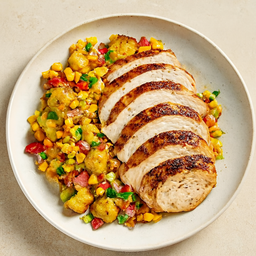 Creole Chicken with Cornbread Stuffing