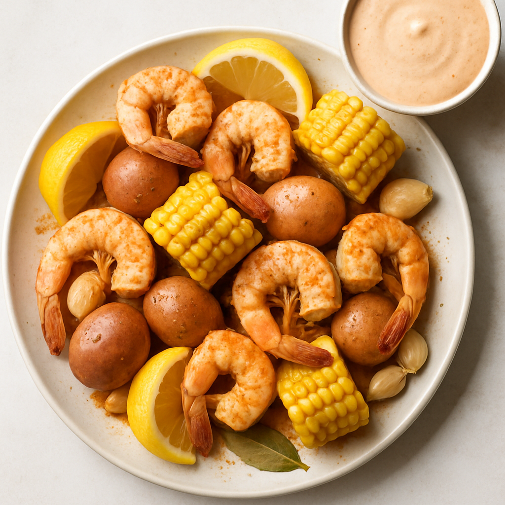 Shrimp Boil with Spicy Horseradish Sauce