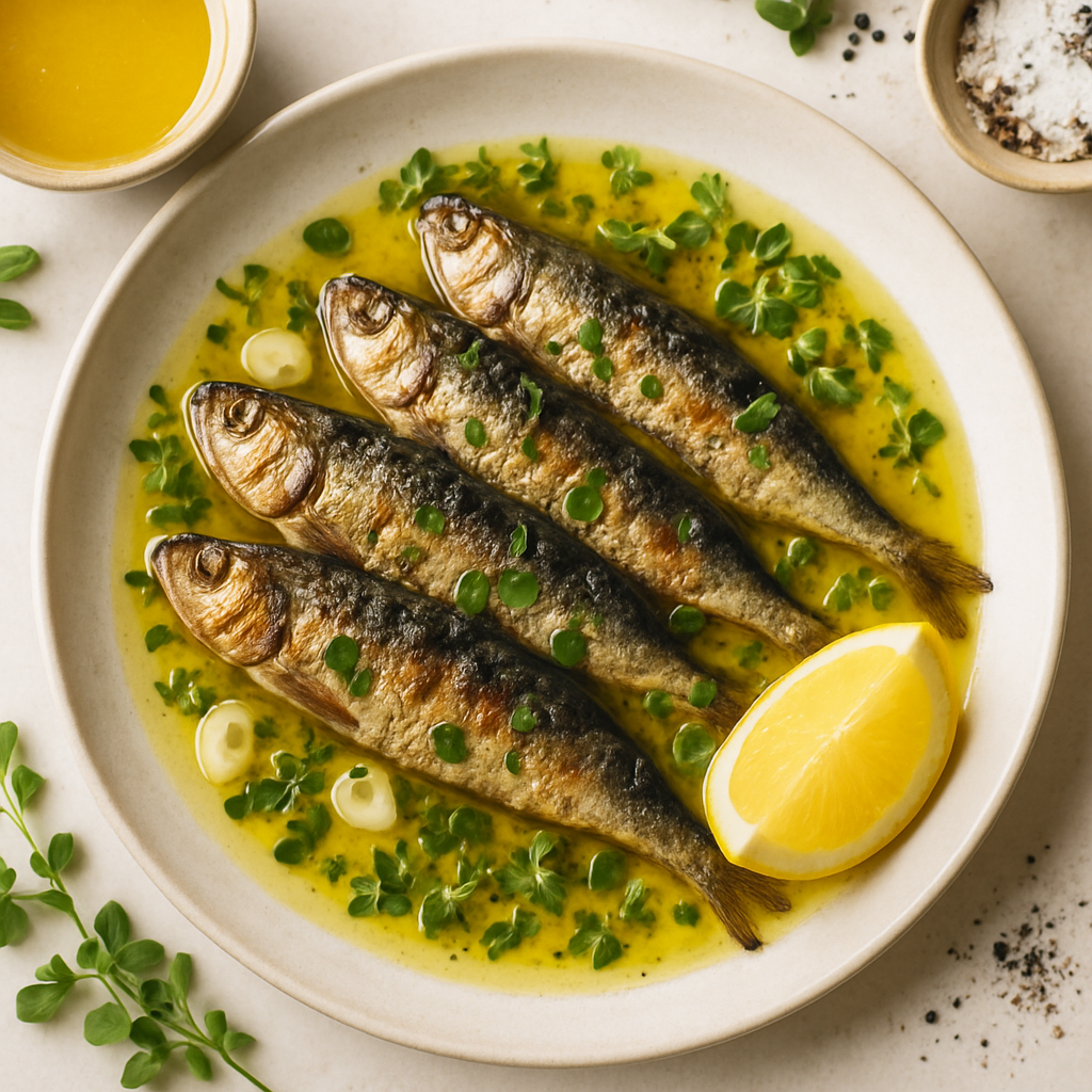 Sardinas a la Parrilla en Ghee de Hierbas
