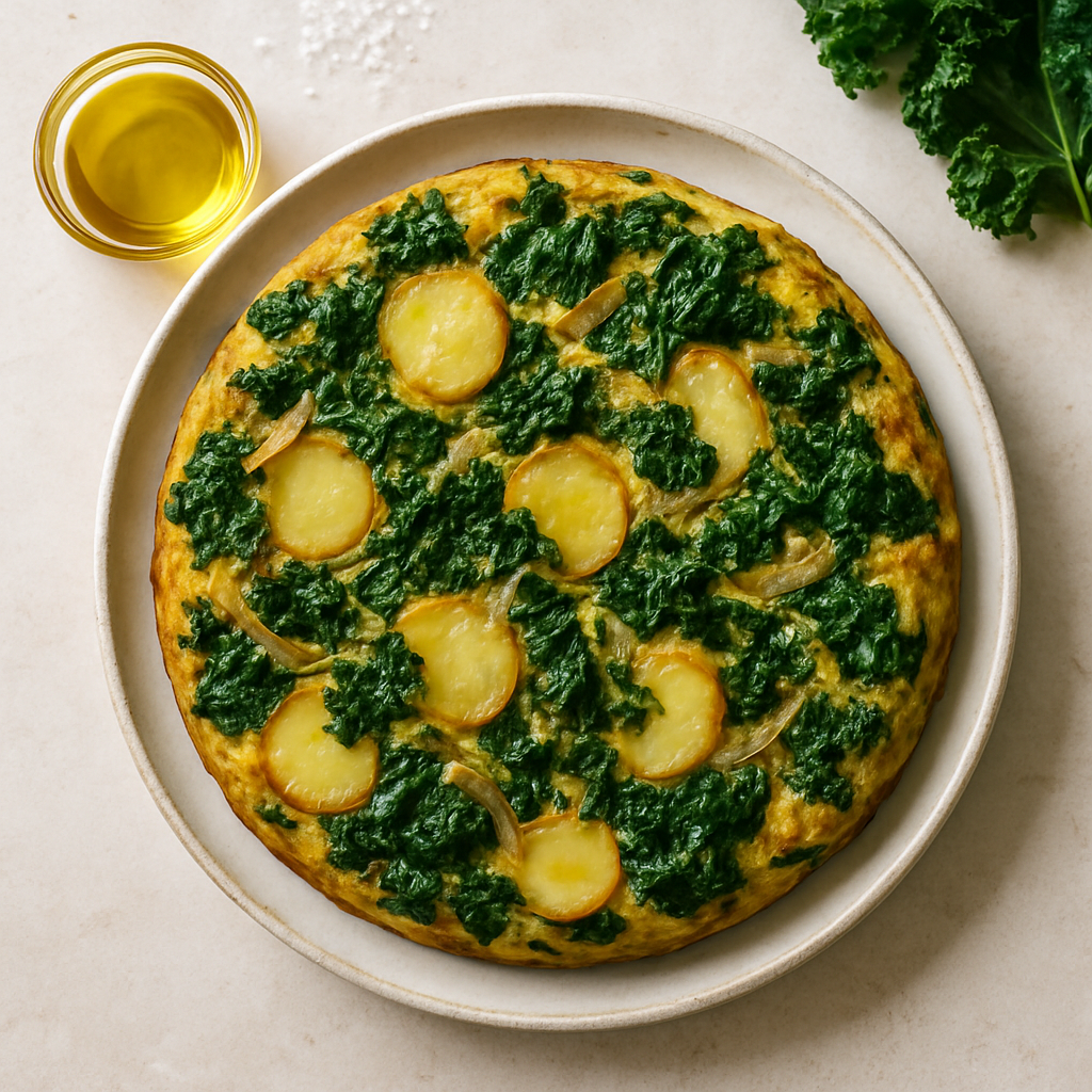 Tortilla Española de Col Rizada y Papa