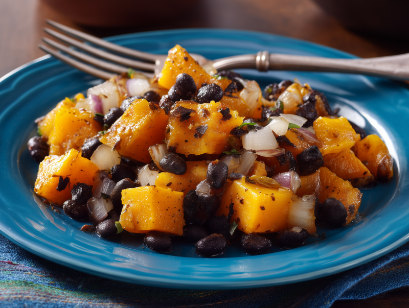 Calabaza Moscada con Frijoles Negros