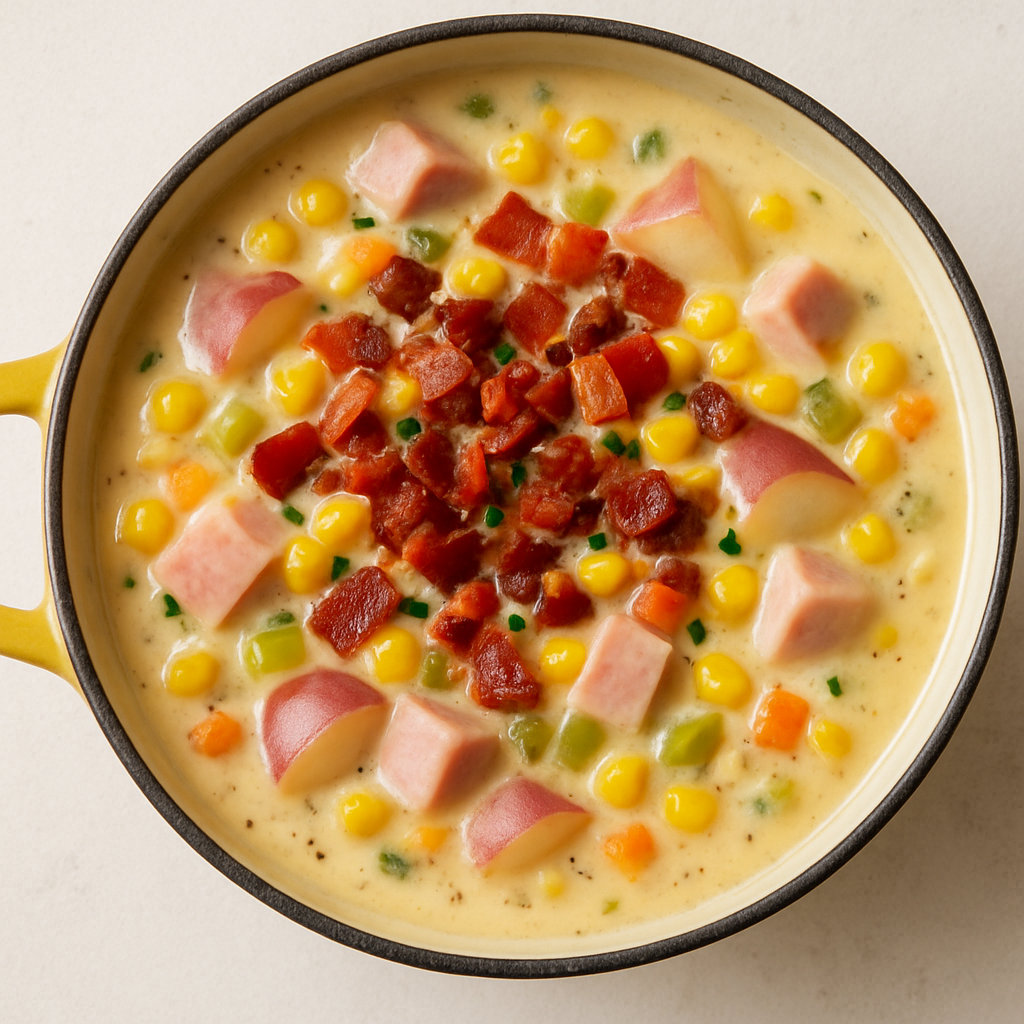 Creamy Ham Potato and Corn Chowder