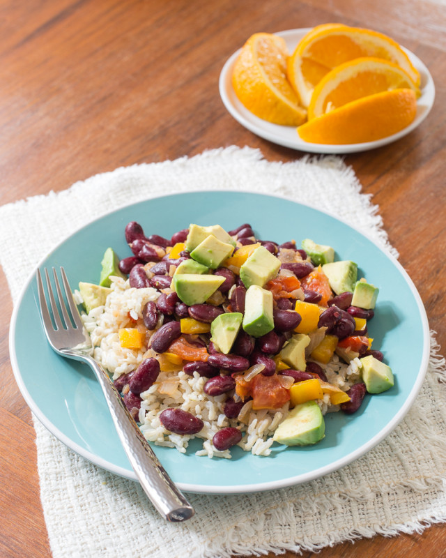 Arroz con Frijoles Rojos