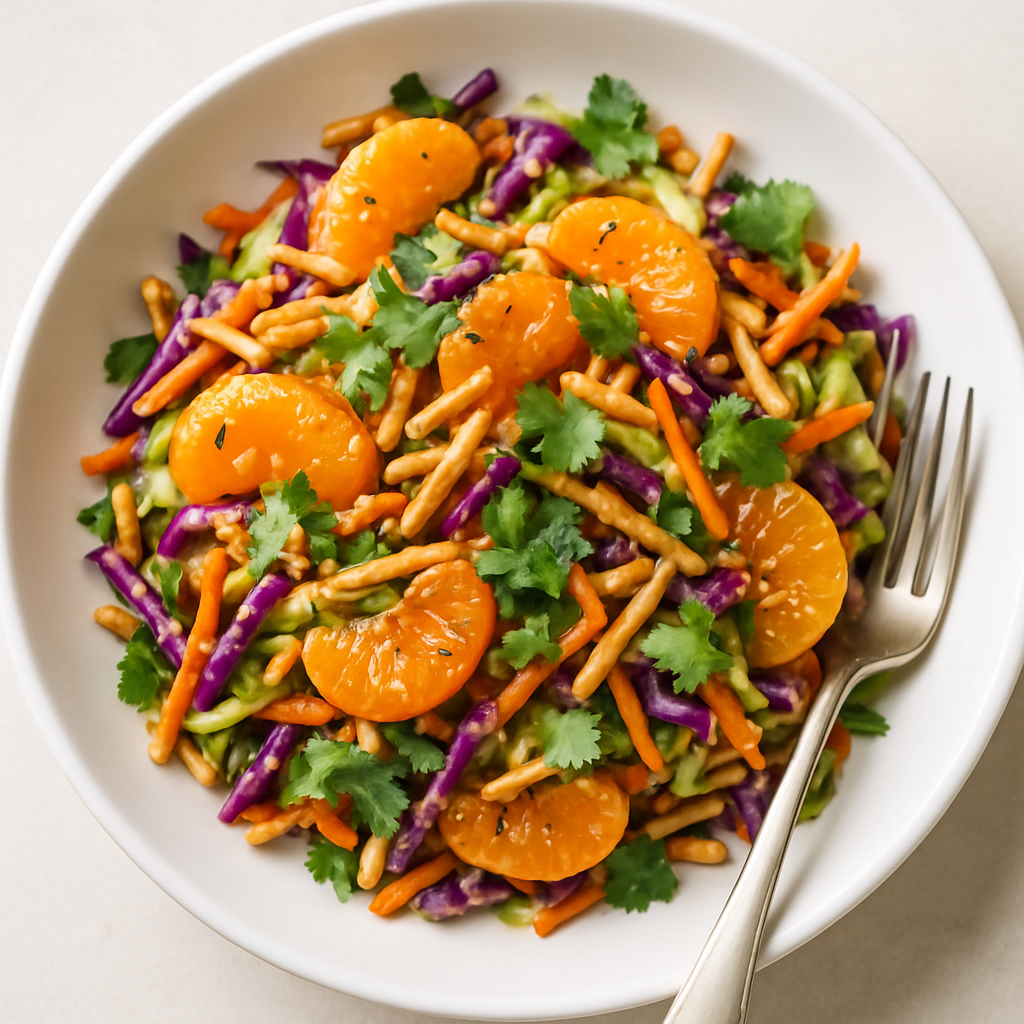 Ensalada Crujiente de Col con Mandarina y Aderezo de Cacahuate