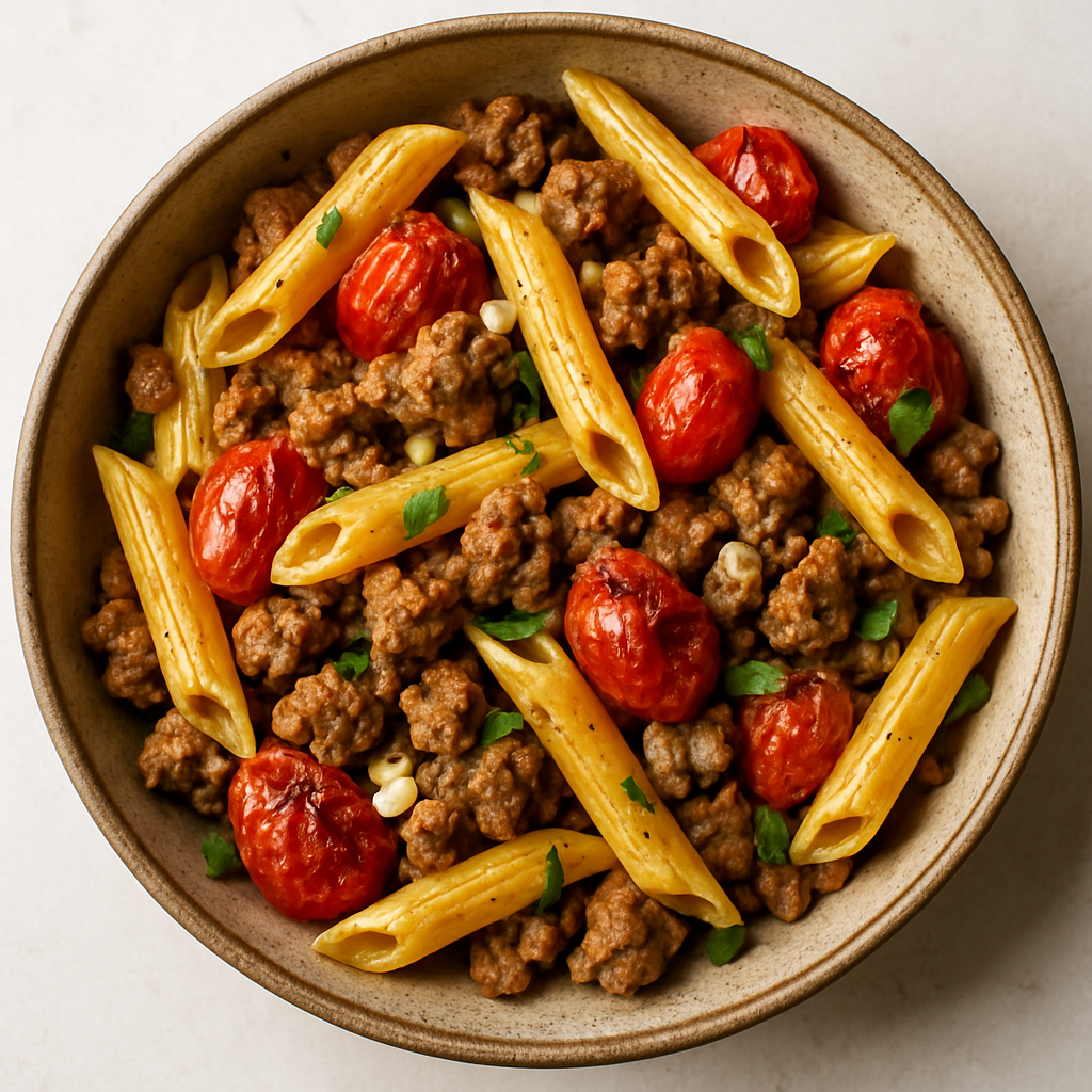Penne with Sausage and Roasted Tomatoes