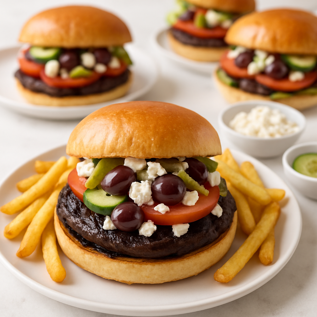Hamburguesas de Champiñones Portobello a la Griega
