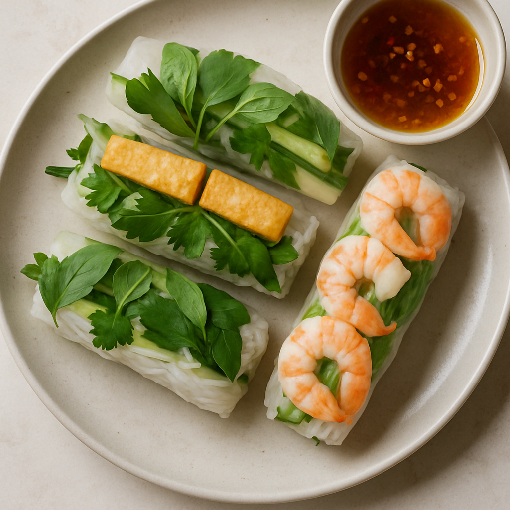 Vietnamese-Style Summer Rolls with Shrimp or Tofu