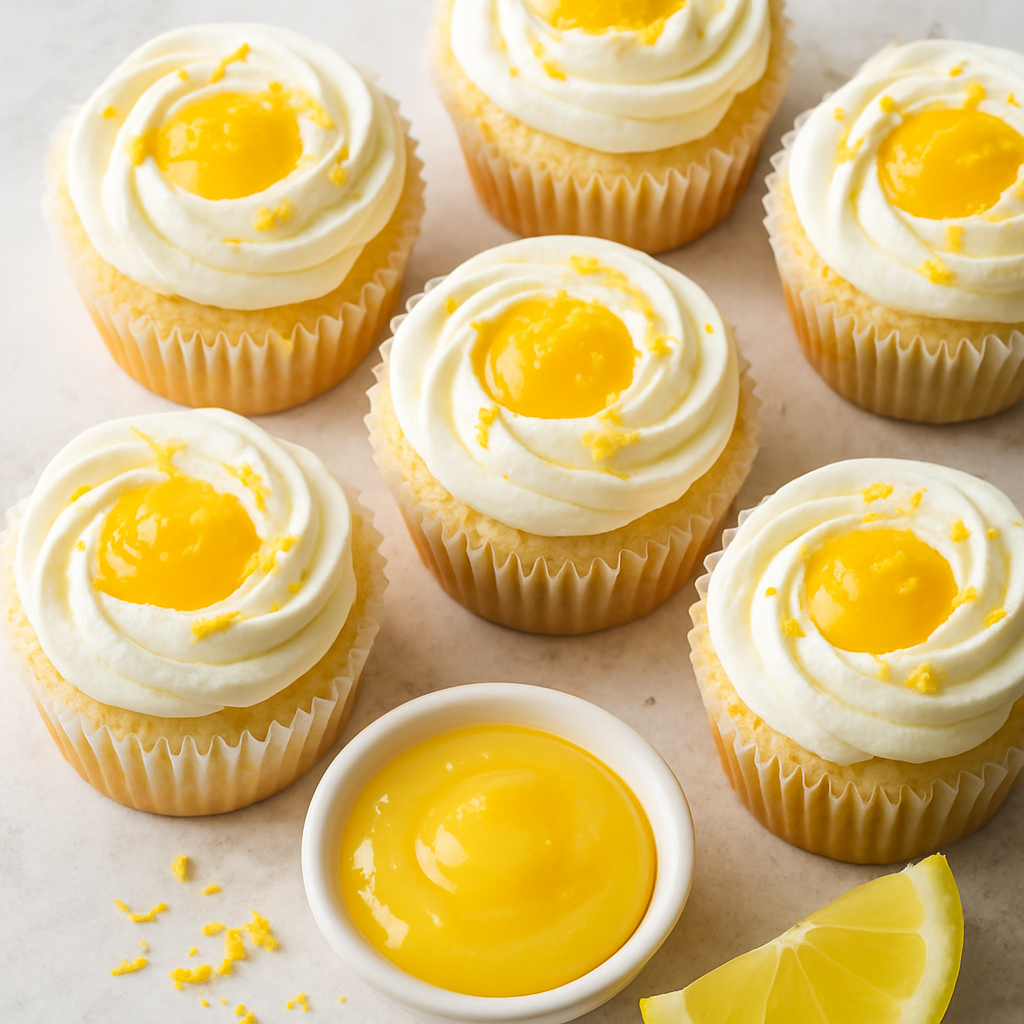 Lemon Angel Food Cupcakes with Lemon Curd and Mascarpone Frosting