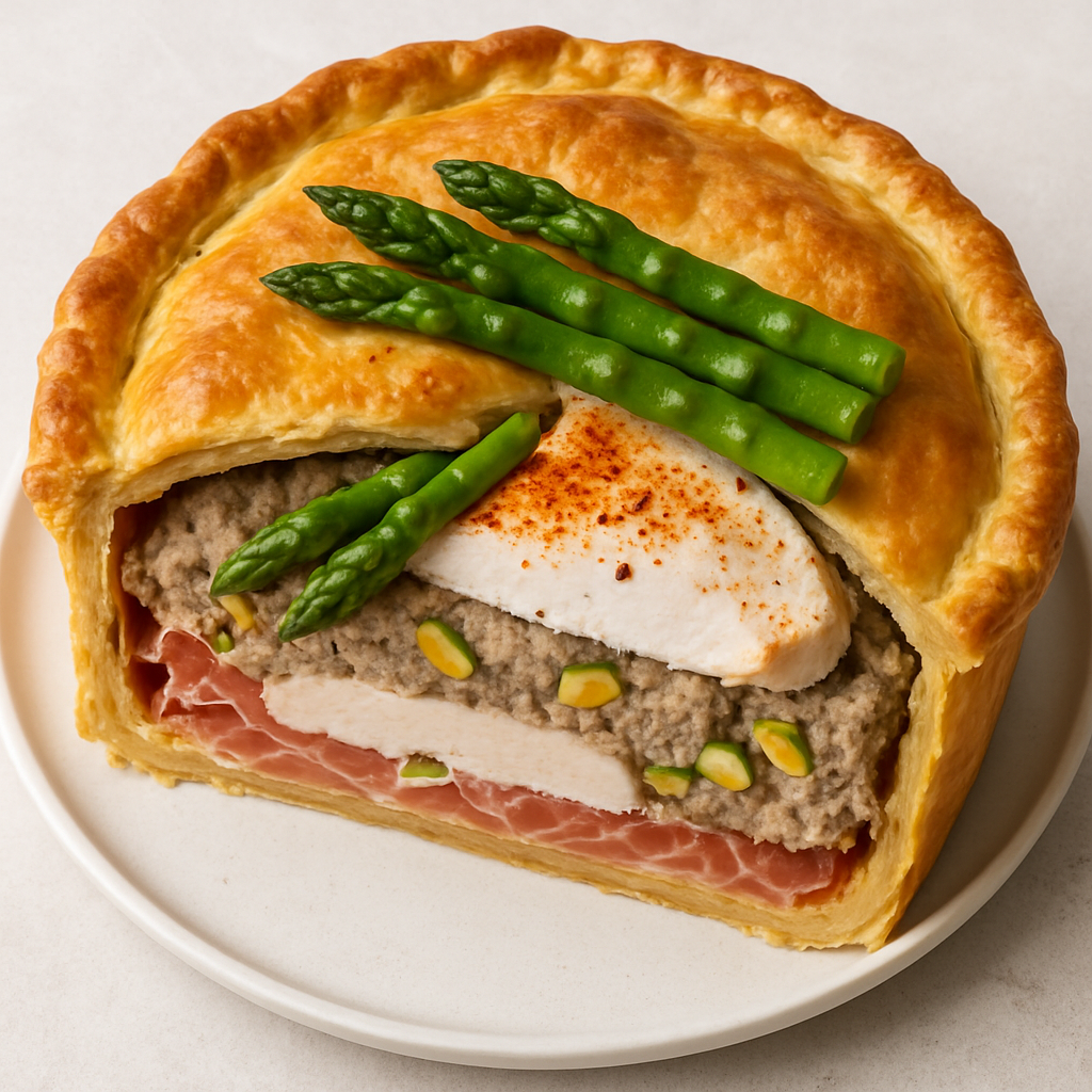 Chicken, Ham & Asparagus Picnic Pie