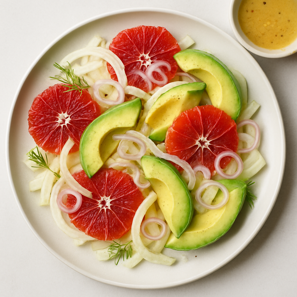 Ensalada de Hinojo, Naranja Sangría y Aguacate