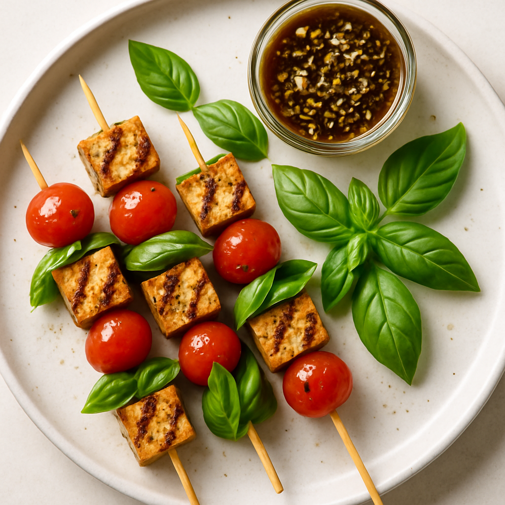 Grilled Tofu Caprese Skewers