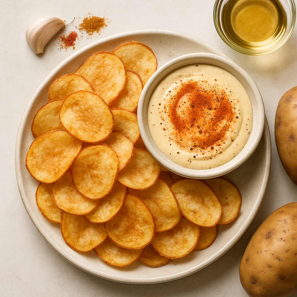 Papas Crujientes como Aire con Alioli de Pimentón Ahumado Dulce y Comino