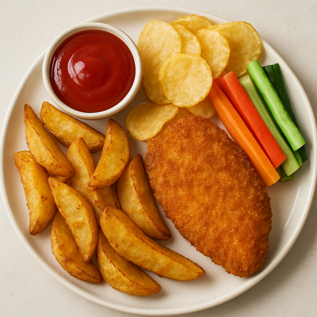 Pollo Crujiente con Cuñas de Papas