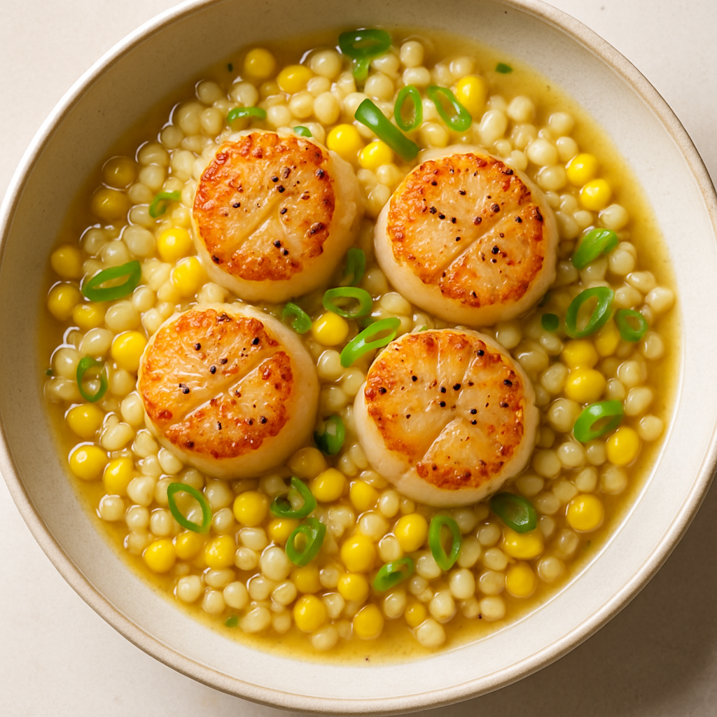 Seared Scallops with Israeli Couscous