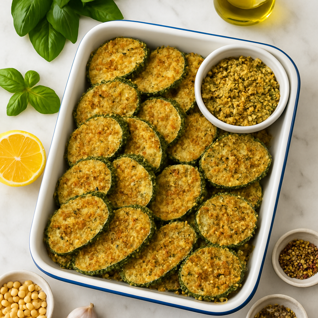 Crispy Pesto Baked Zucchini