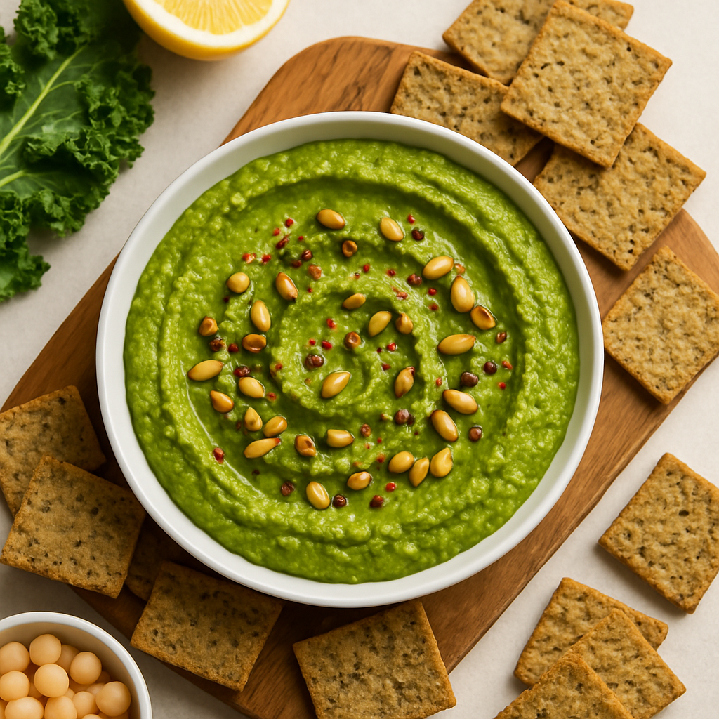 Hummus de Ajo Asado y Kale