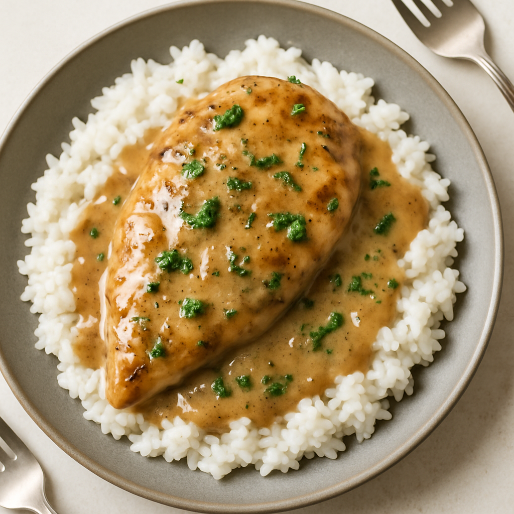 Pollo Cremoso con Vinagre Balsámico y Hierbas