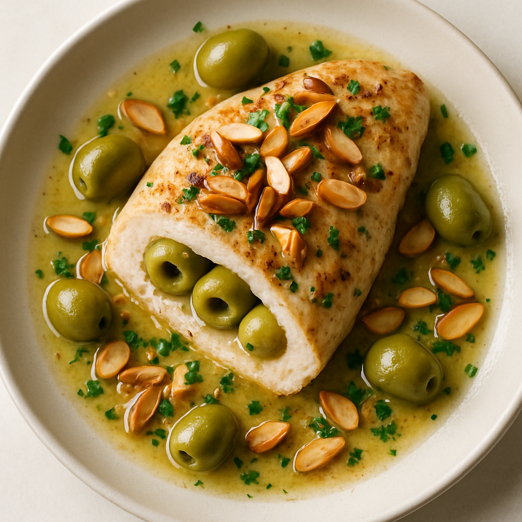 Pollo Relleno de Aceitunas con Almendras