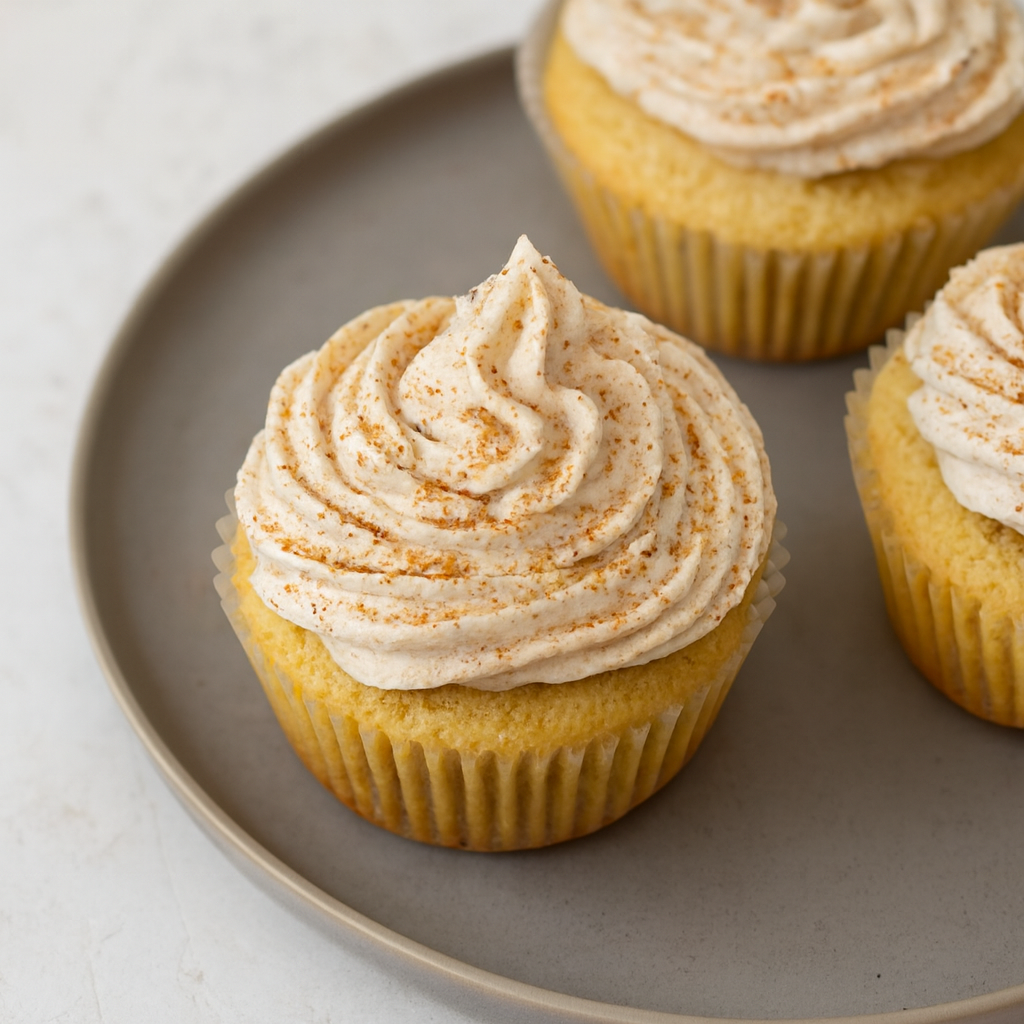 Cupcakes de Helado de Vainilla con Crema Batida de Manzana y Canela
