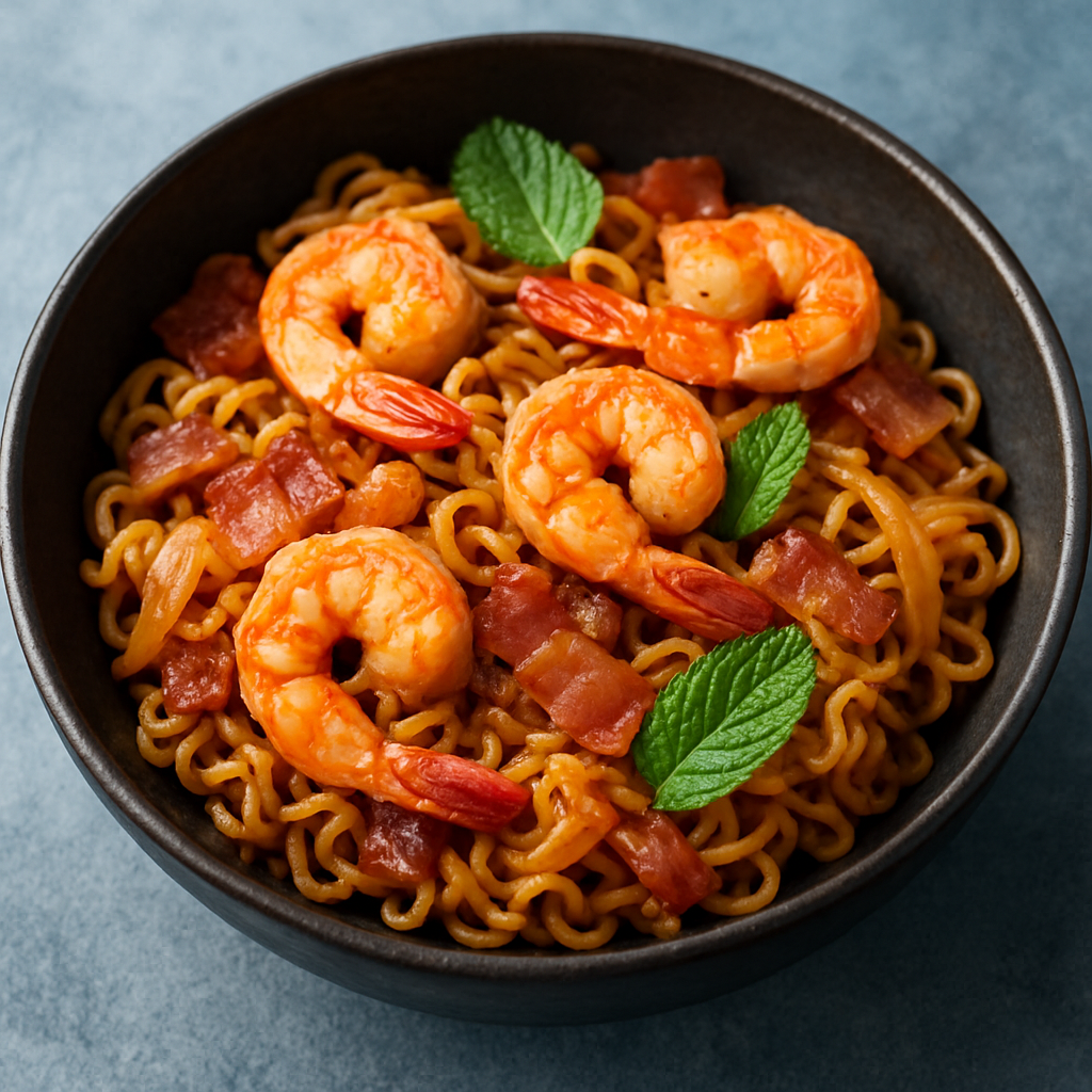 Todd's Bacon and Shrimp Ramen Stir Fry