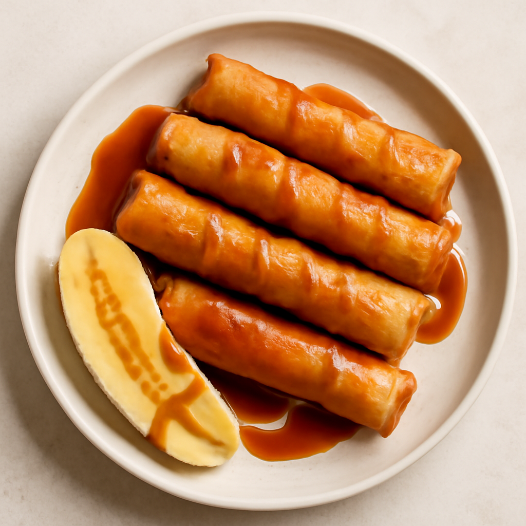Banana Lumpia with Caramel Sauce