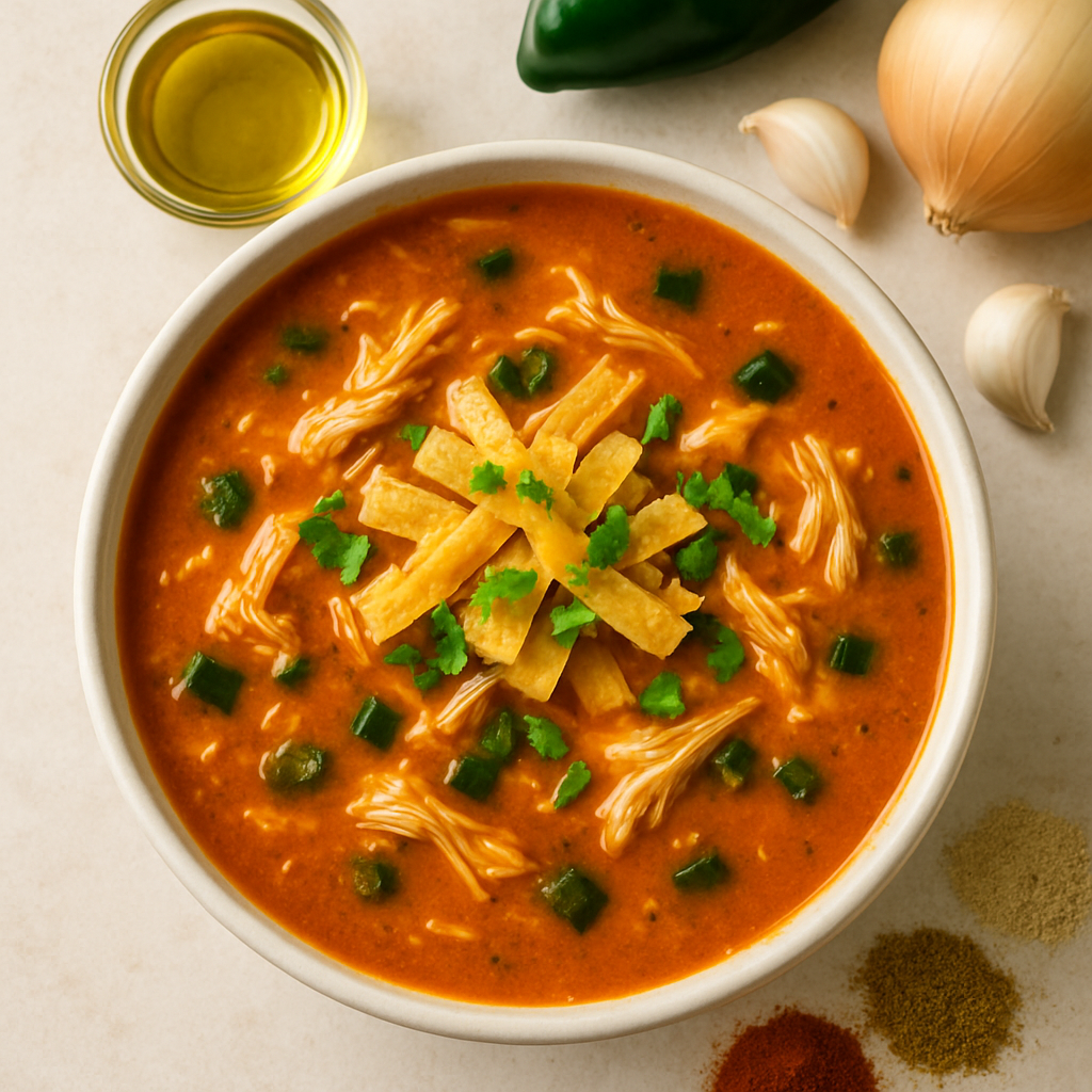 Sopa de Enchiladas de Pollo