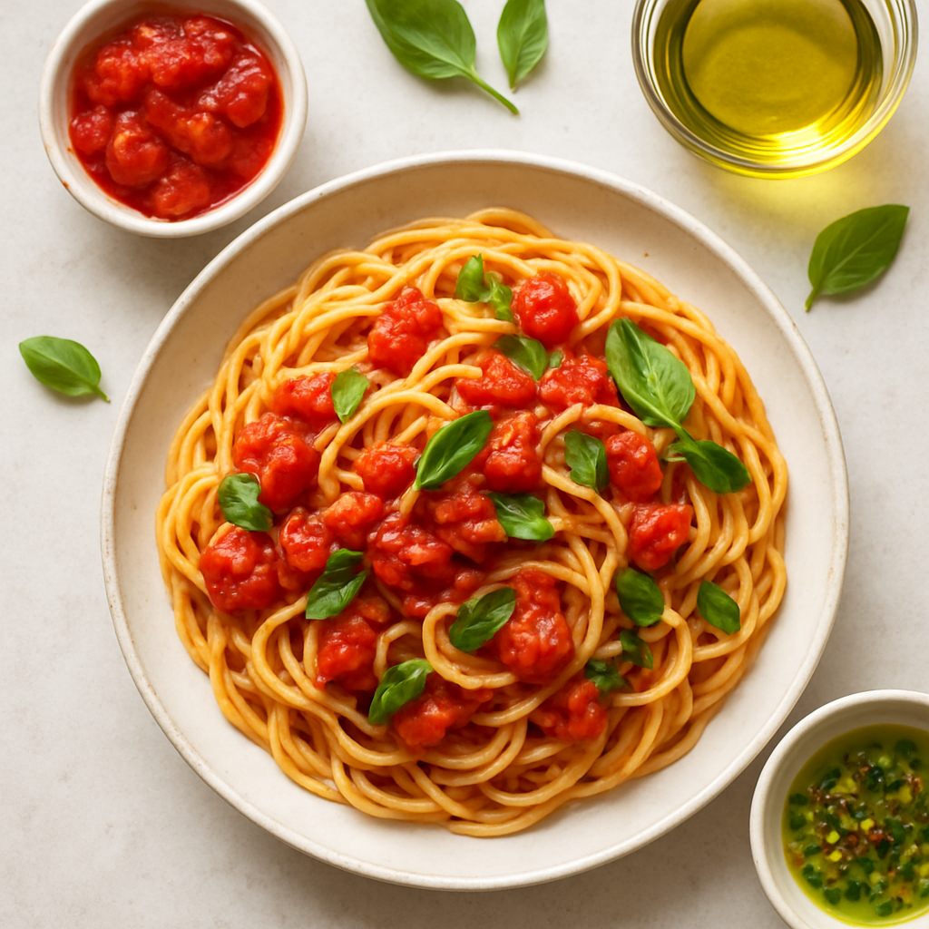 Scarpetta's Spaghetti with Fresh Tomato Sauce and Garlic Basil Oil