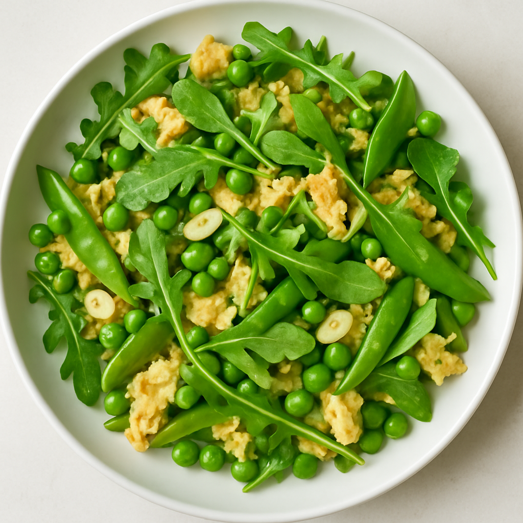 Spring Pea and Arugula Matzo Brei