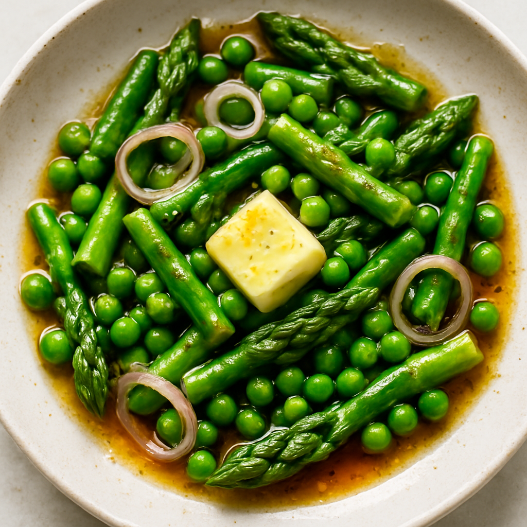 Salteado de Espárragos y Guisantes