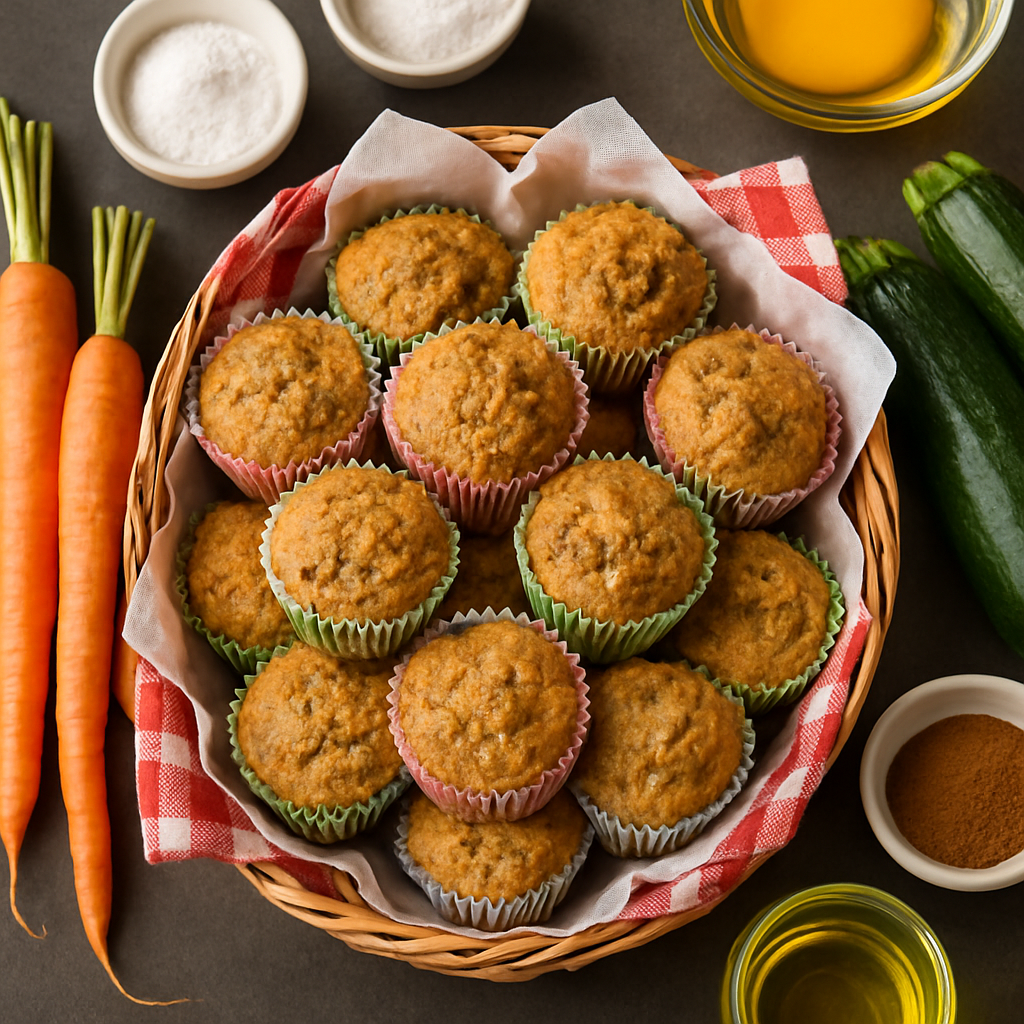 Sugar Free & Dairy Free Mini Carrot Zucchini Muffins