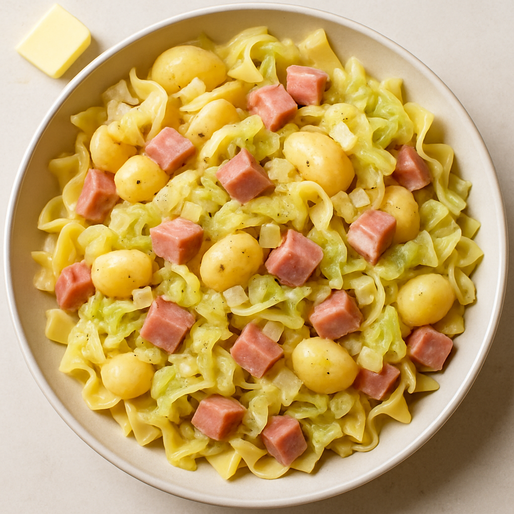 Cabbage and Noodles with Ham