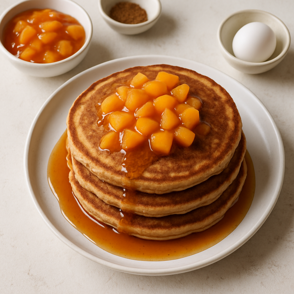 Cinnamon Pancakes with Peach Syrup