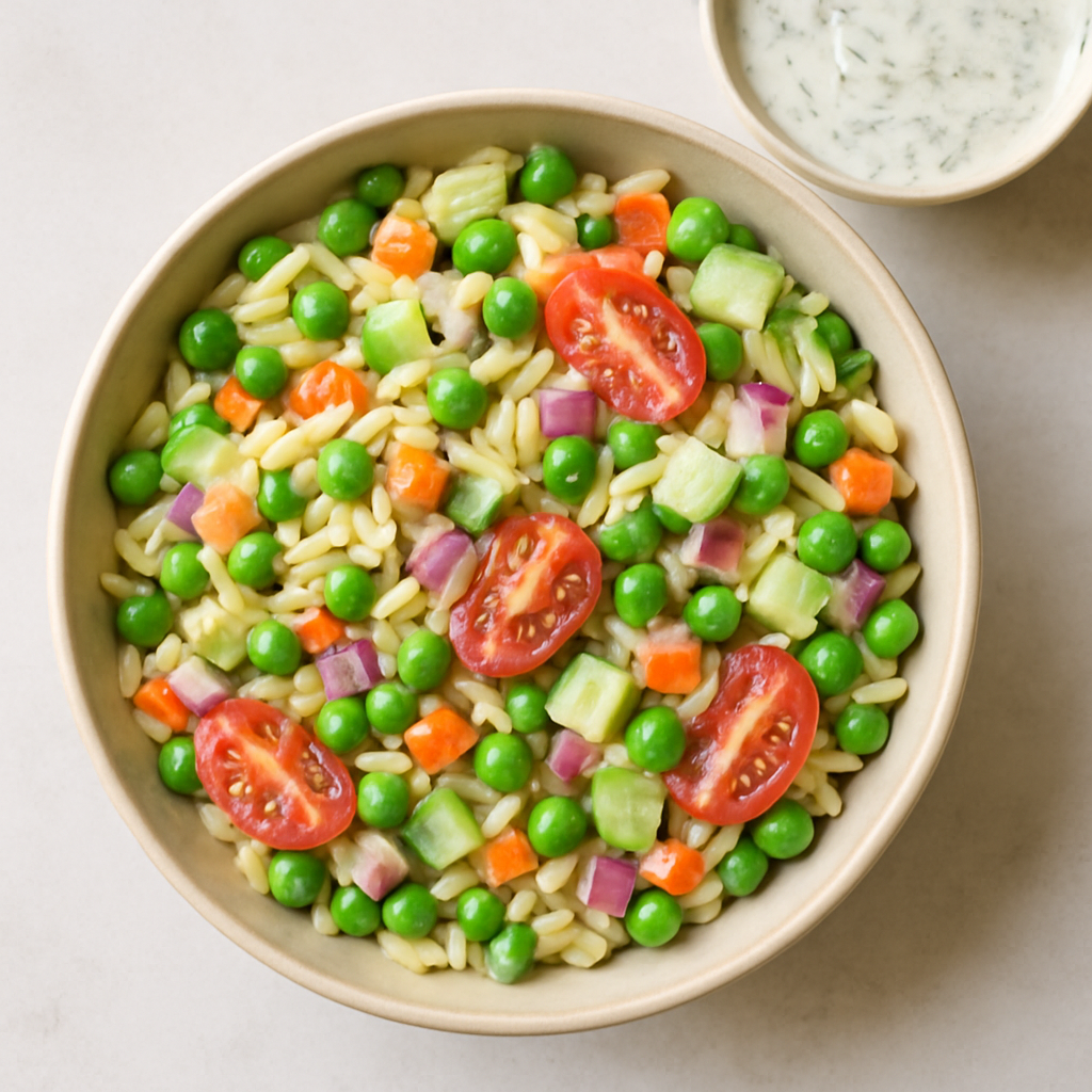 Orzo Salad with Yogurt Dill Dressing