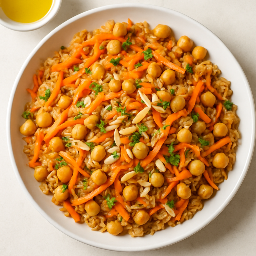 Spiced Carrot, Chickpea & Almond Pilaf