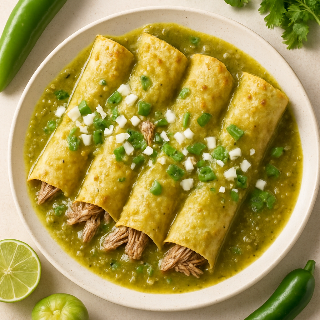 Pork Chili Verde Enchiladas