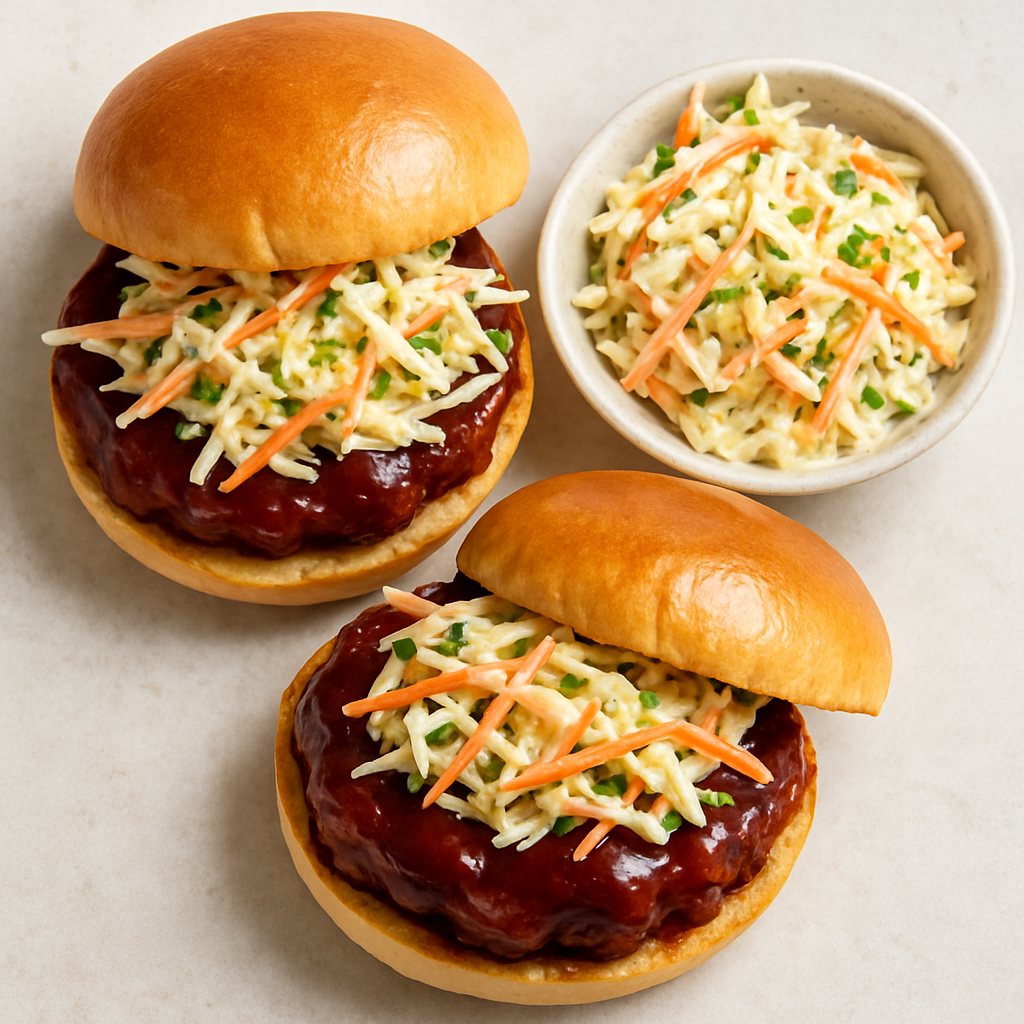 Barbecued Pork Burgers with Slaw