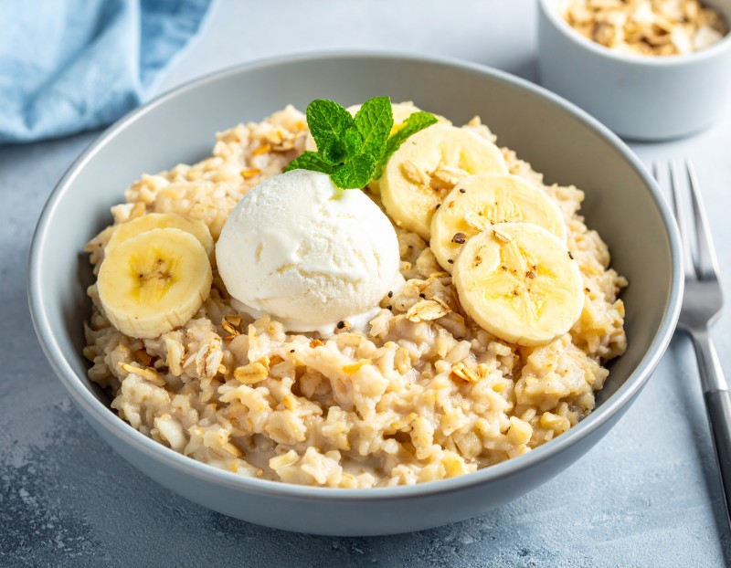 Avena con Plátano y Yogur Helado