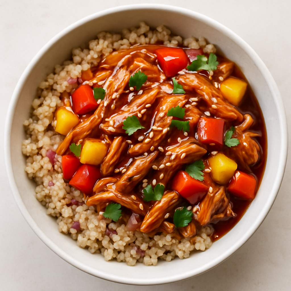 Pollo Teriyaki en Olla de Cocción Lenta sobre Pilaf de Quinua
