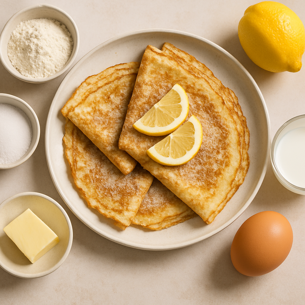 German Thin Pancakes with Lemon