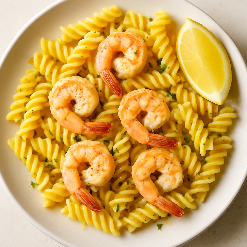 Fusilli con Camarones y Mantequilla de Limón
