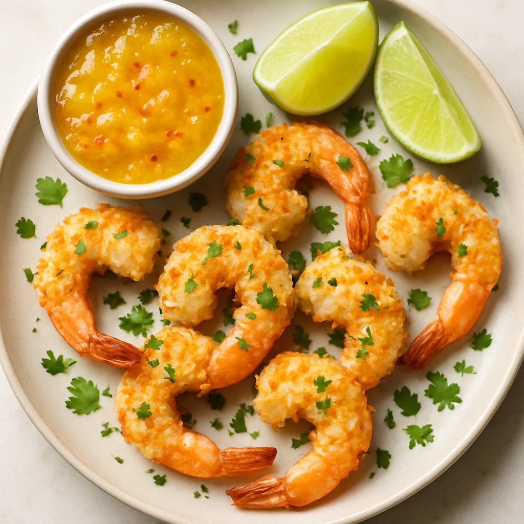 Camarones Crujientes con Coco al Estilo Whole30 y Salsa de Piña y Chile